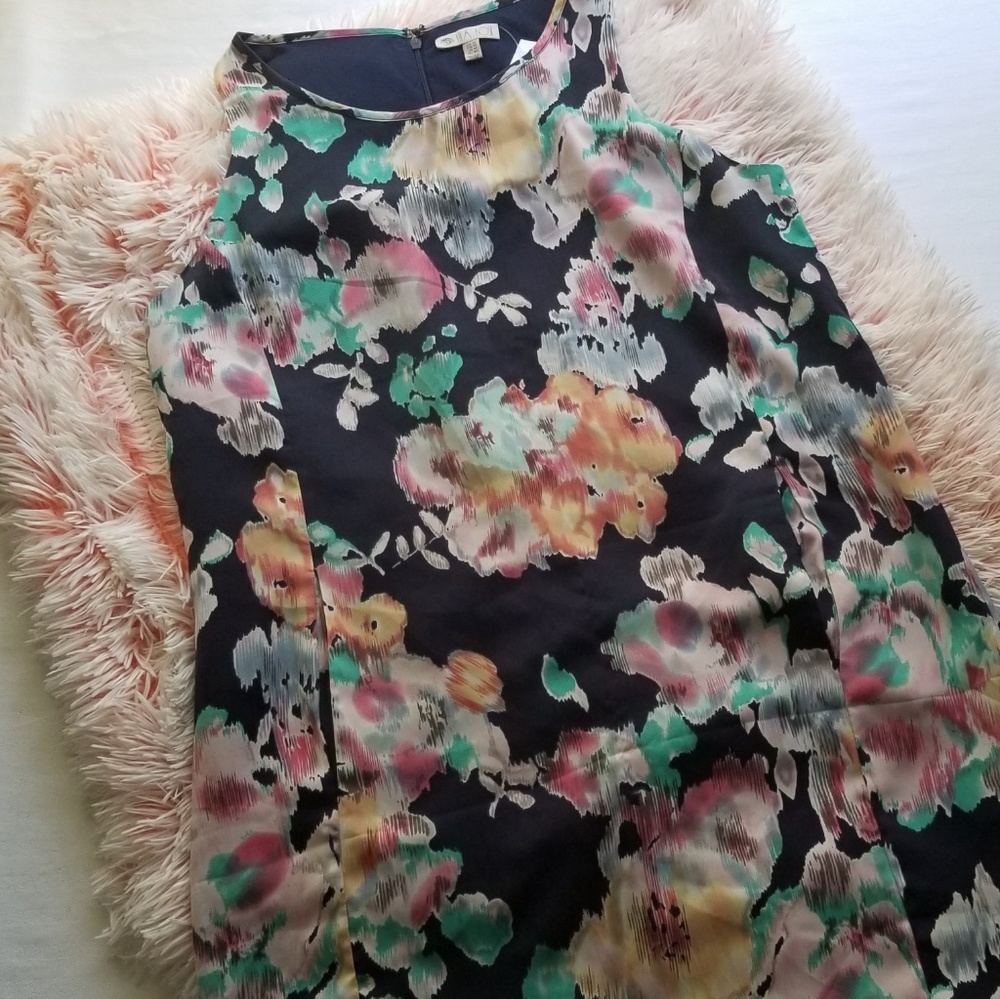 Lila Rose Shift Dress Sz 10 Floral Navy Sleeveless